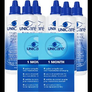 Unicare 6 maanden pakket - 12 maandlenzen + 6 flessen lenzenvloeistof - voordeelverpakking -1,25
