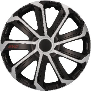 Set van 4 Wieldoppen 16 inch Universeel ABS Kunststof Overschilderbaar Zwart Zilver