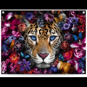 Tuinposter Flower Cat - 60 x 80 - Canvas - REINDERS