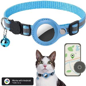 BlueTime - Kattenhalsband inclusief Tag - Tuigje Kat - Halsband Kat - Halsband Kitten - Kattenhalsband - Geschikt voor Android Find My Device - Blauw