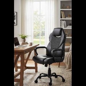 Executive Pro Ergonomische Bureaustoel – Luxe Directiestoel & Gamingstoel – PU-Leren Computerstoel – Kantelbaar & In Hoogte Verstelbaar – Zachte Armleuningen – Draaistoel 360° – Tot 150 kg – Zwart Depauwwonen