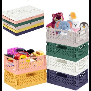 6 stuks vouwkisten - kunststof stabiele opvouwbare vouwboxen - opvouwbare opbergmand - stapelbare vouwkisten - set voor opslag keuken - slaapkamer - werkkamer - kantoor - tuin (30 -5 x 20 x 12 cm)