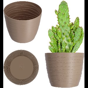 KADAX Bloempot van kunststof, diameter 11 - 19 cm, 7 kleuren, eenvoudige plantenpot, moderne plantenbak, robuuste bloempotbescherming, ronde pot (⌀ 11 cm, beige)