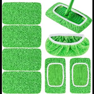 Zeynomax - Set van 8 Groene Dweildoeken voor Vloeren - Herbruikbare Schoonmaakdoeken - Zacht en Wasbaar - Geschikt voor Harde en Houten Vloeren