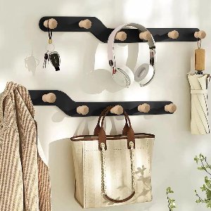 Smoakez - 2-pack Zelfklevende Wandhaken voor Hoeden en Kleding - Garderobehaken Deurhaken Kledingstang - Slaapkamer Accessoires Zwart - Handige Opbergoplossing met Haakjes