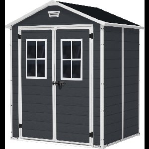 Keter Manor 65 Tuinhuis - 185x152x226cm - dubbele deuren + ramen - Antraciet