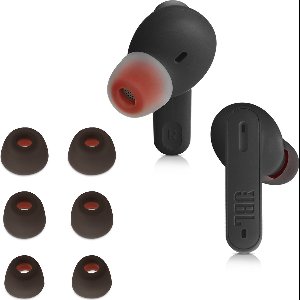 kwmobile 6x cover voor in-ear oortjes geschikt voor JBL Tune 230 NC TWS / T230NC - Vervangende oordopjes van siliconen in zwart - 3 maten