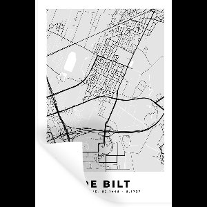 Muurstickers - Sticker Folie - De Bilt - Stadskaart - Zwart Wit - Kaart - Plattegrond - Nederland - 20x30 cm - Plakfolie - Muurstickers Kinderkamer - Zelfklevend Behang - Zelfklevend behangpapier - Stickerfolie