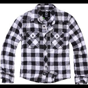 Brandit - Checkshirt Kinder Longsleeve shirt - Kids 170/176 - Wit/Zwart