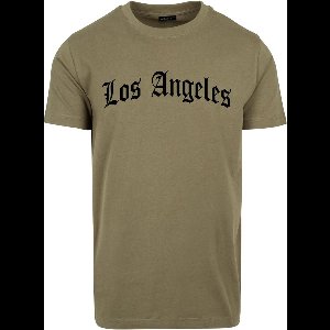 Mister Tee - Los Angeles Wording Heren Tshirt - XL - Olijfgroen