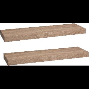5five Zwevende wandplank Bassline - 2x - bruin eiken - 60 cm - hout/MDF - boekenplank - muurplank - opbergplank - hangplank