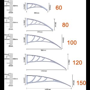 Deurluifel NoaHome Premium Aluminium & Polycarbonaat Overkapping 100x160 cm – Transparant Lessenaarsafdak met Ronde Boog – Moderne Weerbestendige Deur Overkapping – Regen-, Wind- & Sneeuwbescherming voor Voordeur, Balkon of Raam