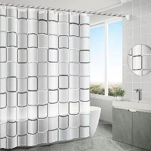 Allecto plus - Waterdicht douchegordijn voor badkamer, schimmelwerend, met ringen - Thuisgebruik voor douche of bad - Maat 180 x 200 cm