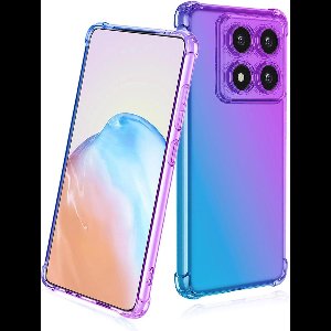 Siliconen hoes voor 14-inch smartphone, ultra dun en schokbestendig, zijdezacht gevoel, premium TPU-materiaal, paars/blauw kleurverloop.