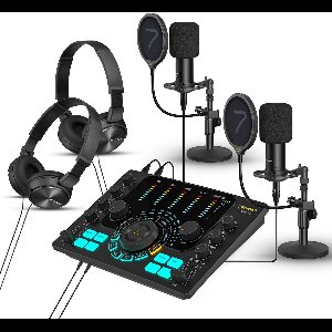 7RYMS Podcast Kit Duo - Complete Podcast Set voor 2 Personen - Met Caster Audio Interface, 2x Microfoon & 2x Koptelefoon