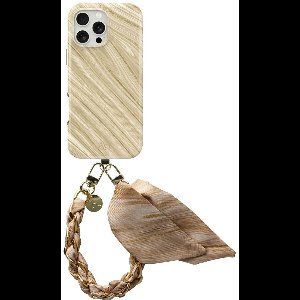 AVY Hoesje Met Telefoonkoord | Geschikt voor Apple iPhone 16 Pro Max | Compatibel met MagSafe | Hard Shell Back Cover | Stijlvol Bijpassend Koord 32CM | Aurum Gold | Goud