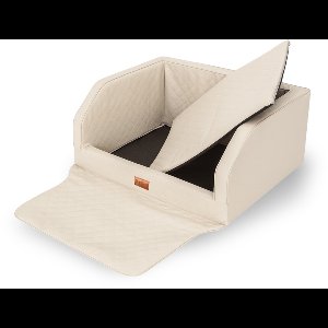 Hondenmand Auto Kofferbak – DogSeat® Bella Adventure – Luxe Premium Design – Wit Stijlvol Leatherlook – Large – Waterafstotend – Met Veiligheidsriemen – Voor 1 of 2 Honden