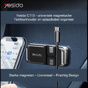 Yesido Telefoonhouder Magnetisch - incl. kabel organizer - auto - dashboard - bureau - kantoor - Magneet telefoonhouder - kabel clip - kabel houder.
