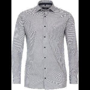 CASA MODA modern fit overhemd - popeline - bruin dessin - Strijkvriendelijk - Boordmaat: 47