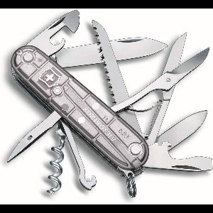 15 Funktionen Schere-Holzsäge Korkenzieher Huntsman Taschenmesser silber transparent B1
