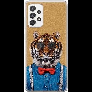 Leuke Telefoonhoesjes - Hoesje geschikt voor Samsung Galaxy A52 5G - Tijger hipster - Soft case - TPU - Print / Illustratie - Bruin