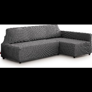 Belmarti® Bankhoes Bali Chaise Longue Rechts 195-220cm breed - Donkergrijs - geschikt voor banken zonder armleuningen - multi-elastische kwaliteit met uitzonderlijk aanpassingsvermogen