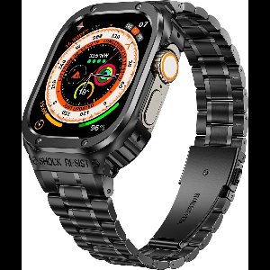 By Qubix Ultra Protective Stainless Steel band - Zwart - Geschikt voor Apple watch 45mm