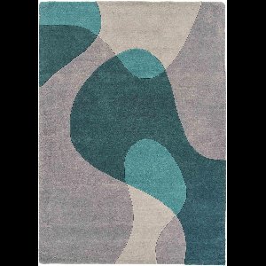 Easy Living - Matrix-arc-Teal Vloerkleed - 200x300  - Rechthoek - Laagpolig Tapijt - Modern - Blauw, Grijs