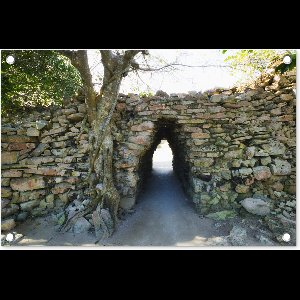 Tuindecoratie Oude Maya ruïnes bij Tulum Pueblo in Mexico - 60x40 cm - Tuinposter - Tuindoek - Buitenposter