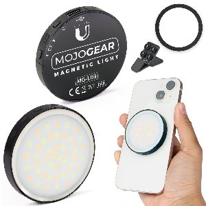 MOJOGEAR Magnetische Mini Videolamp voor MagSafe - Magnetisch - 3 lichtstanden - 300 mAh batterij - Zwart