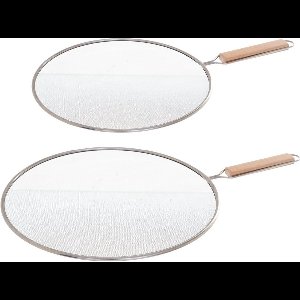 Secret de Gourmet Spatdeksels - 2x - RVS - universeel 25 en 28 cm - afgietdeksel