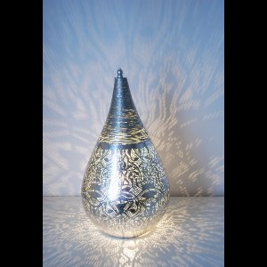 LM-Collection Ameera Tafellamp - Ø30x53cm - E27 - Zilver - Metaal - tafellamp slaapkamer, tafellamp industrieel, tafellampen woonkamer, tafellamp zwart, tafel lamp, tafellamp slaapkamer industrieel, tafellampje