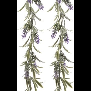 Lichtpaarse lavendel kunsttak - 2x - kunstplanten - slinger - 80 cm- Kunstplanten/kunsttakken