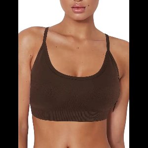 BREEZE Bra Sportbeha met Kruislingsbandjes - Lichte Ondersteuning - Ademend - Verwijderbare Cups - Open Rug - Stijlvol - Comfortabel - Luchtig & Sexy - Bruin - Maat L