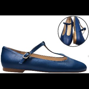 Stravers – Ballerina T-Bandje Azuurblauw Maat 42 Dames Grote Maten Ballerina's