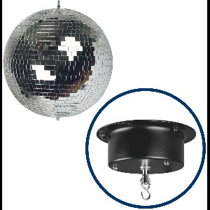 HQ-Power Set met discobal Ø 10 cm + 4W motor, roterende spiegelbol, 6l van reflecterend facetglas, 1.8-2.5 tpm, 5 kg draagvermogen, veilig ophangsysteem voor plafondmontage, dansvloer accessoire voor disco feesten, party decoratie & lichteffecten