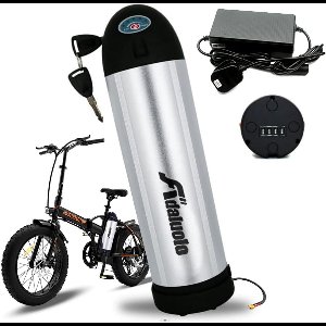 Fietsaccu Flesmodel 36V 10Ah Zilver Lithium-Ion Afneembaar met Oplader en Slot