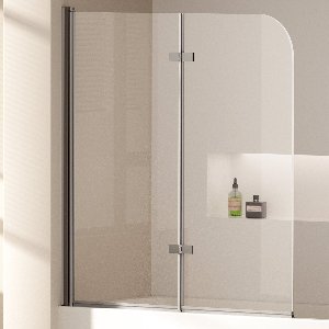 EMKE Badwand - Inklapbaar - 120x140cm - Chrome - 6mm Helder Veiligheidsglas - Nano Coating - Aluminium Profiel - Badscherm