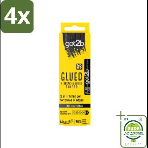 Got2B - 2-in-1 Gel - Brows & Edges Zwart - 16 ml - Voordeelverpakking - 4 stuks - Wenkbrauwen en haarranden - Gestylde brows