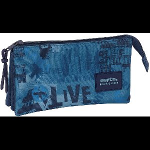 Safta 842524744, Zachte etui, Blauw, Patroon, Rits