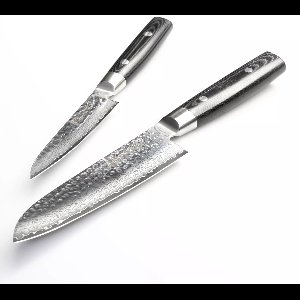 Yaxell Zen Messenset – 2-delig – Santokumes 16,5 cm en Universeel mes 12 cm – 37 Lagen Damaststaal – Canvas-Micarta Heft