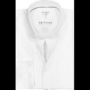 OLYMP Level 5 24/Seven body fit overhemd - wit tricot - Strijkvriendelijk - Boordmaat: 42
