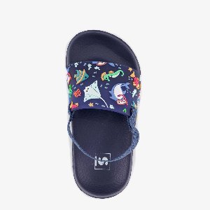 Blauwe kinder badslippers met visjes - Maat 28