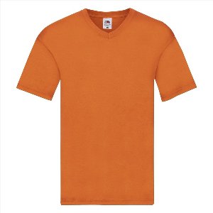 Set van 2x stuks basic V-hals t-shirt katoen oranje voor heren - Herenkleding t-shirt oranje, maat: XL (EU 54)