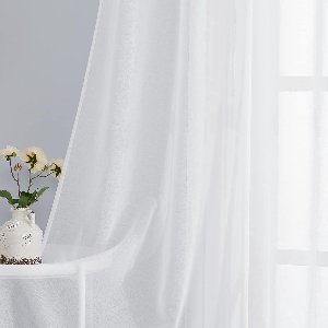 Gordijn wit transparant gordijnen set van 2 H 200 x B 140 cm gordijnen met plooiband woonkamer gordijnen linnenlook gordijn wit transparant