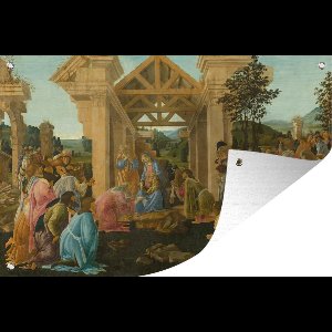 Tuinposters buiten the adoration of magi - Schilderij van Sandro Botticelli - 90x60 cm - Tuindoek - Buitenposter
