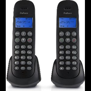 Profoon PDX-320 DECT telefoon - 2 handposten - Telefoonboek met ruimte voor 50 nummers - Zwart