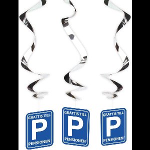 Hangdecoratie Pensioen 'Grattis Till Pensionen' - 3 stuks