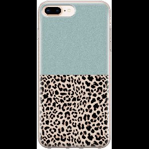 Leuke Telefoonhoesjes - Hoesje geschikt voor iPhone 8 Plus - Luipaard mint - Soft case - TPU - Luipaardprint - Blauw