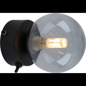 Olucia - Moderne badkamer wandlamp zwart, Amer, IP44 - Geschikt voor Badkamer - Vorm: Rond